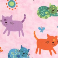 Animal Party - Whimsical Cats on Pink by Amy Schimler