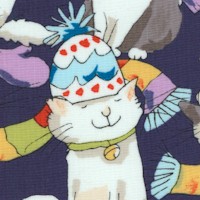 Knittens - Whimsical Cats in Knit Hats and Scarves on Blue