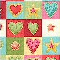 Love Heart - Gilded Small Scale Hearts in Squares - SALE! (1 YARD MINIMUM PURCHASE)