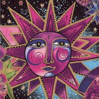 Celestial Magic - Gilded Celestial Collage on Black by Laurel Burch