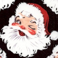 Tossed Retro Santas on Black - SALE! (MINIMUM PURCHASE 1 YARD)