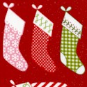 Sleigh Ride - Christmas Stockings on Red - SALE! (MINIMUM PURCHASE 1 YARD)