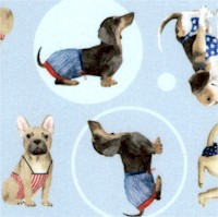 Hot Dog Collection - Whimsical Dog Portraits on Blue