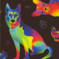 Tossed Colorful Dogs on Black (Digital)