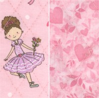 Reversible Quilted Ballerina and Hearts - SPECIAL! (MINIMUM PURCHASE 1 YARD)