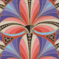 Camden Caf - Elegant Gilded Art Deco Fan in Coral and Blue