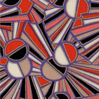 Camden Caf - Gilded Art Deco Geometric in Red, Purple, Black and Ivory