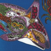 Animal Spirits - Stylized Ocean Creatures by Sue Coccia - LTD. YARDAGE AVAILABLE (.47 YD.) MUST BE P