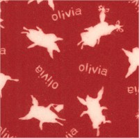 Olivia Flannel - Tossed Olivia the Pig by Ian Falconer on Red FLANNEL