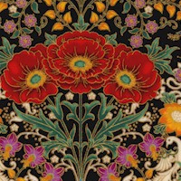 Florentine Garden - Gilded Flowers and Birds on Black - LTD. YARDAGE AVAILABLE (.97 YD.) MUST BE PUR