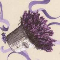 Lavender Sachet - Tossed Bouquets and Ribbon on Cream