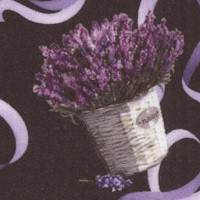 Lavender Sachet - Tossed Bouquets and Ribbon on Black