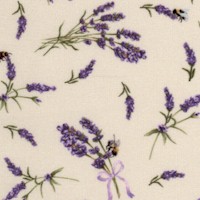 Lavender Sachet - Tossed Lavender Sprigs and Ribbons on Cream