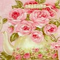 Rose Garden Tea for Two on Pink by Ro Gregg - BACK IN STOCK