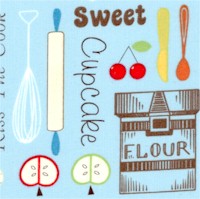 Kiss the Cook - Cooking Ingredients and Phrases on Blue