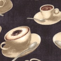 Coffee Break - Tossed Retro Coffee Cups by Delphine Corbin