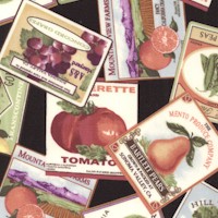 Elm Creek Quilts - Roses Collection Tossed Produce Labels on Black