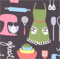 Everything Nice - Retro Aprons, Appliances and Cooking Utensils on Slate