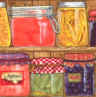 Colorful Pantry Shelves by Debi Hron