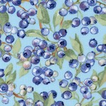 Teacups and Roses - Wild Blueberries on Blue by Carol Wilson