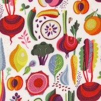 Floribunda - Fruits and Vegetables on Ivory by Helen Ardik