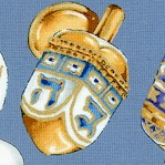 Gilded Limoges Style Dreidels on Porcelain Blue