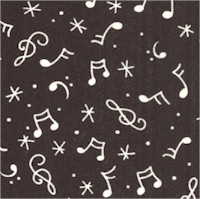 The Caroler - Musical Notes and Snowflakes on Black by Mary Engelbreit