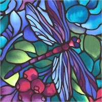 Deco Delight - Stained Glass Style Dragonflies and Roses