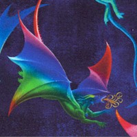 Rainbow Dragon on Blue by Sue Ellen Brown