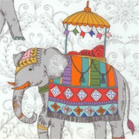 Elephant Cavalcade - Royal Elephants on Gray