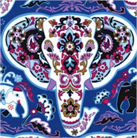 Bombay - Elephant Walk on Blue by Suite 1500