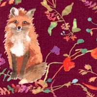 Foxwood - Forest Foxes on Burgundy by Betsy Olmsted