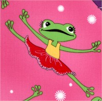 Tossed Whimsical Ballet Frogs on Pink