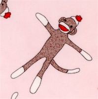 Monkeyn Around - Whimsical Tossed Sock Monkeys on Pink by Erin Michael