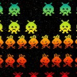 Colorful Video Arcade Game Characters on Black