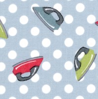 Wash Day - Retro Irons on Polka-Dotted Dusty Blue by Henley Studio