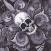 Tossed Skulls and Fleur de Lis in Shades of Gray