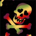 Halloween Skull - Tossed Skulls and Crossbones on Black