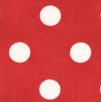 Dottie - White Polka Dots on Bright Red - SALE! (MINIMUM PURCHASE 1 YARD)