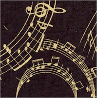 Elegant Gilded Musical Manuscript Swirls on Black
