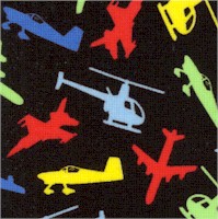 Junior Pilots - Colorful Tossed Airplanes and Helicoptors on Black