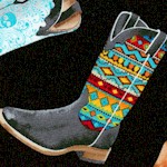 Tossed Colorful Cowboy Boots on Black