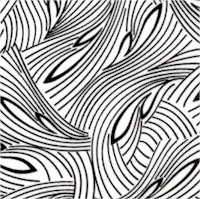 Black White Red - Abstract Waves in Black on White - SALE! (MINIMUM PURCHASE 1 YARD)