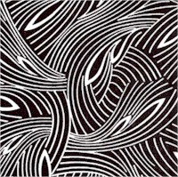 Black White Red - Abstract Waves in White on Black - SALE! (MINIMUM PURCHASE 1 YARD)