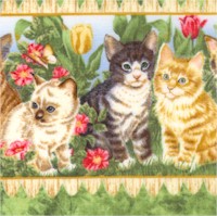 Purr-fect Garden - Vertical Cat Stripe by Jane Maday