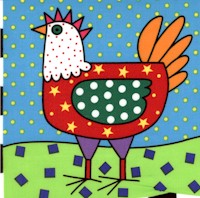 Chicken Little - Whimsical Chickens in Blocks by Jean Ray Laurie