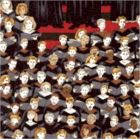 Beautiful Voices - Happy Choir Stripe on Black by Gail Kessler