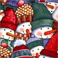 Winter Wonderland - Packed Colorful Snowmen - SALE! (MINIMUM PURCHASE 1 YARD)