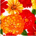 Cottage Flowers - Zinnias and Marigolds on Ivory