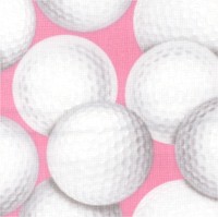 Tee Time - Tossed Golf Balls on Pink by Maria Kalinowski